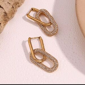 Gold and Silver Oval Drop Earrings